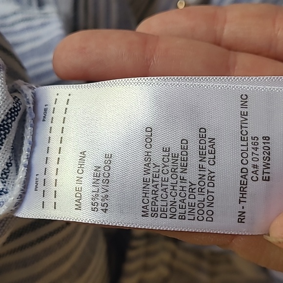 Ellen Tracy Blue & White Stripe Linen Blend Lightweight Summer Wide Leg Pants - Picture 7 of 13